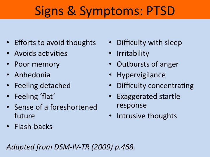 ptsd signs and symptoms