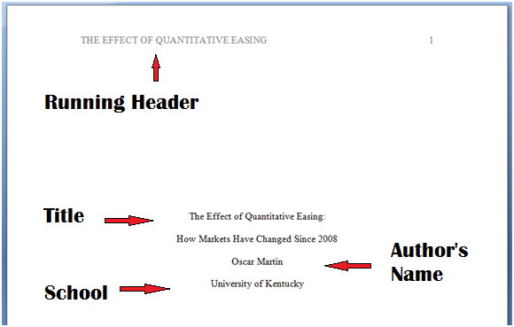 essay header format apa