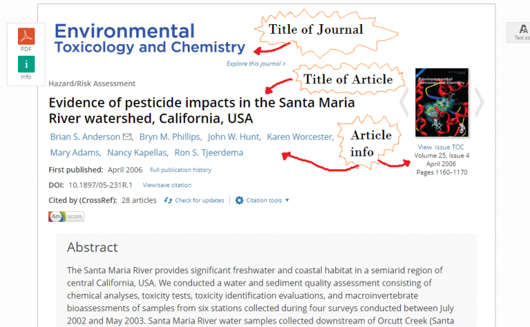 citing article from journal apa