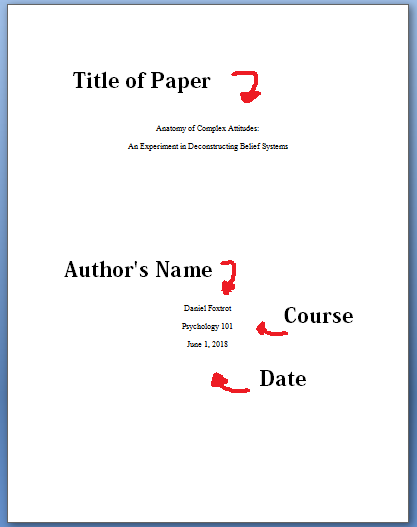 how do you write a cover page for an essay